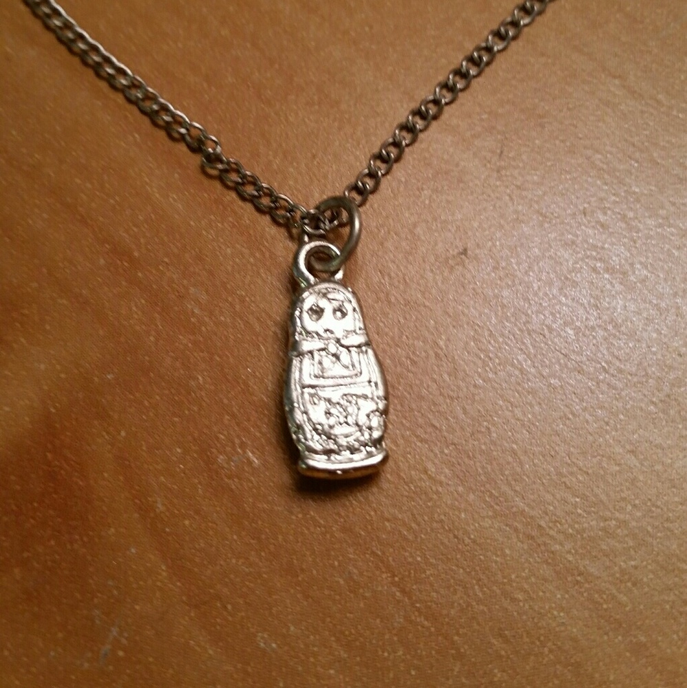 Lf silver russian stacking doll necklace